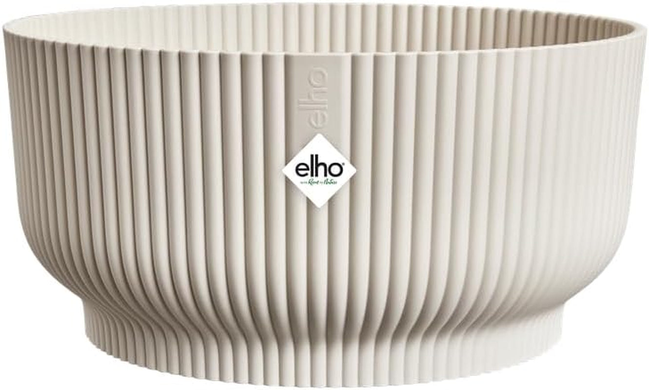 elho Vibes Fold Bowl 25 - Bloempotten voor binnen - 100% gerecycled plastic - Ø 24,9 x H 12,1 cm - Wit/Wit linnen