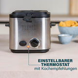 Princess 182611 Mini Fonduefriteuse - Snelle verwarming - Geurfilter - Capaciteit 1,2 liter, Zilver Huishoudelijke apparaten Naty Shop