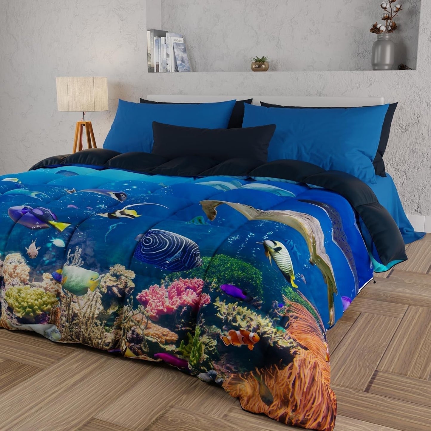 PETTI Artigiani Italiani dekbedovertrek voor een tweepersoonsbed, 100% Made in Italy, Aquariumquilts en quilts Naty Shop
