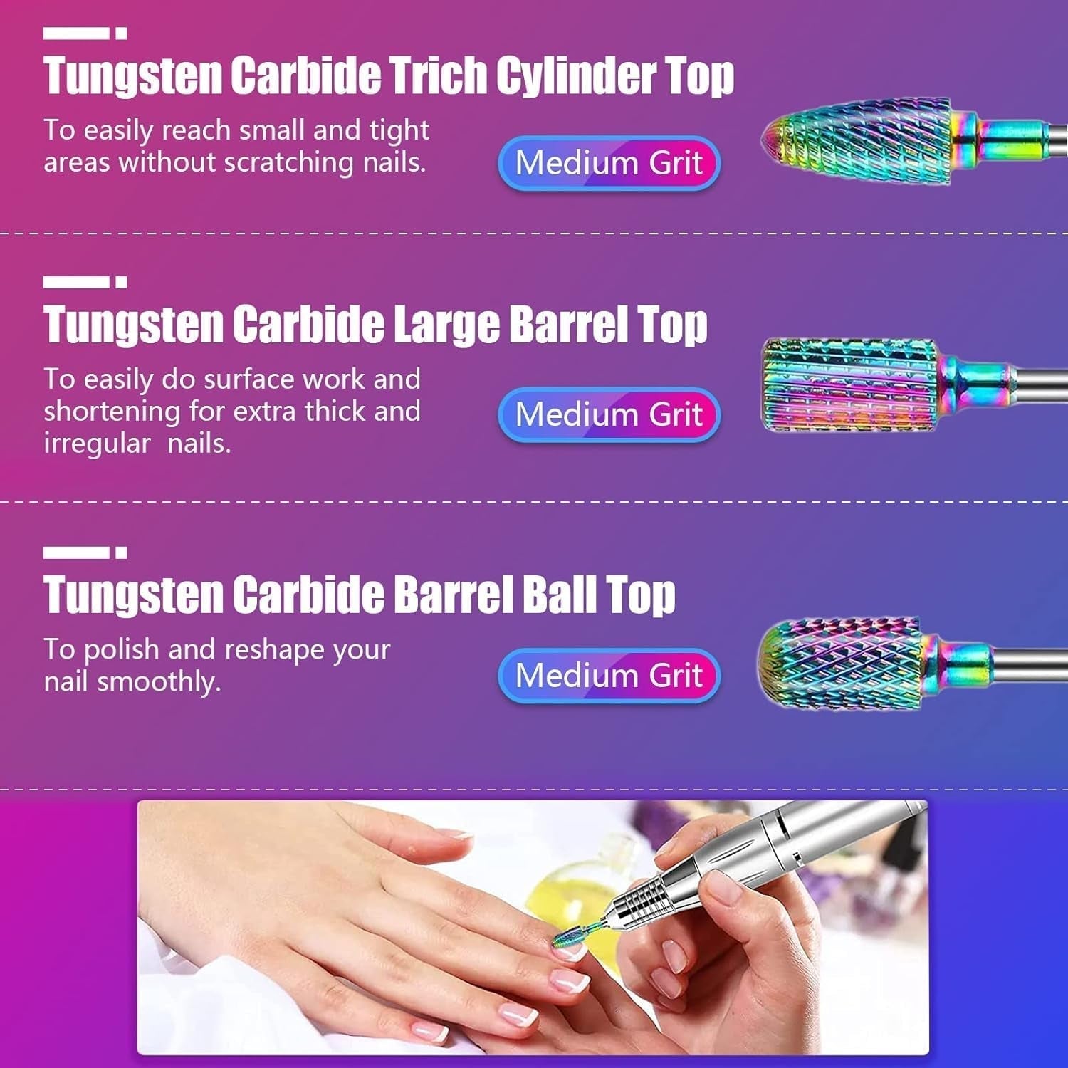 Depvko 30 Stück Nagelfräser Aufsätze Bits, 3/32'' Keramik Bohrer Für Nägel Acryl Diamant-Nagelhaut-Efile-Hartmetall-Retferner Für Zuhause Salon Gel, Maniküre Pediküre-Werkzeuge (Inclusief 3 Etueln)