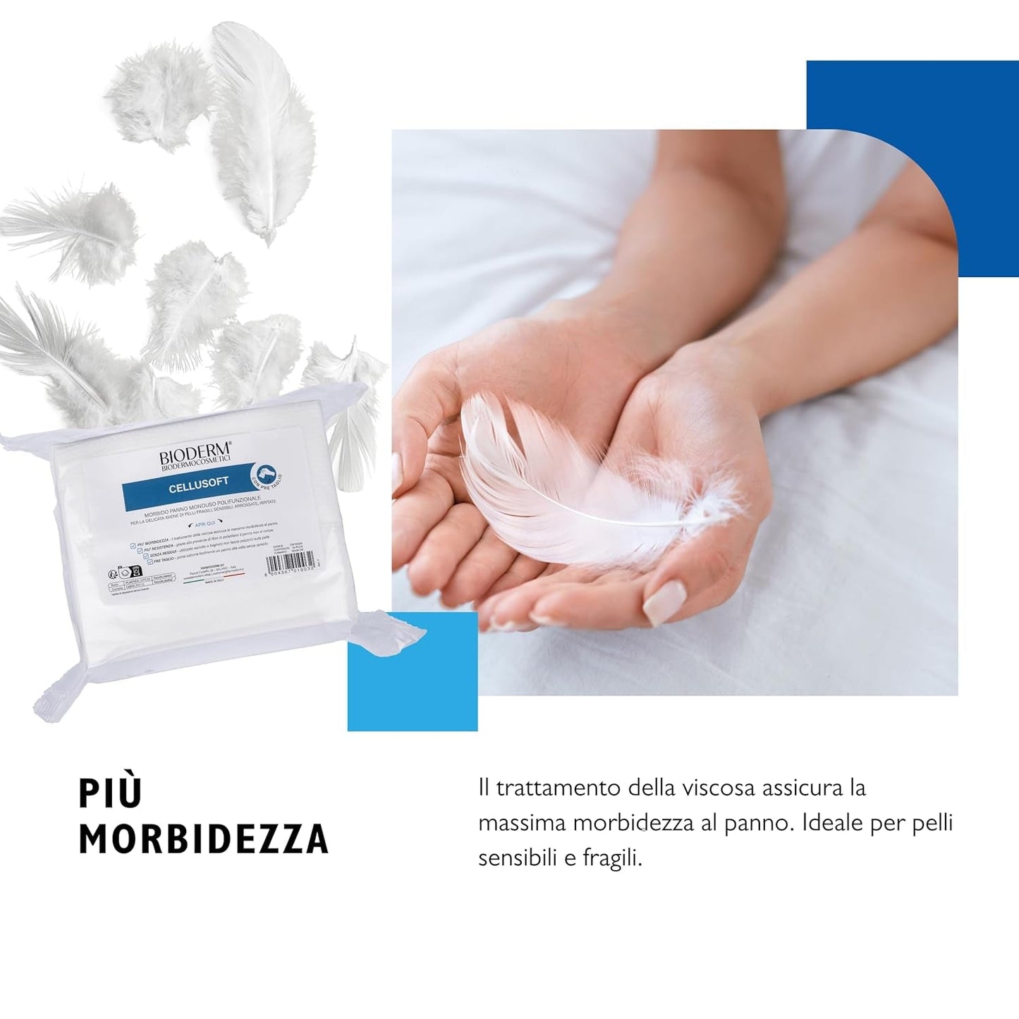BIODERM Cellusoft - zachte, multifunctionele wegwerpdoekjes van viscose en polyester - multifunctionele doekjes voor de delicate hygiëne van de gevoelige en rode huid van ouderen en kinderen - 30 x 38 cm (50