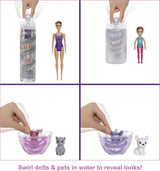 Barbie GXJ88 - Color Reveal Surprise Party, +50 verrassingen: 1 pop, 1 Chelsea pop, 2 dieren, 6 kleurveranderingen, accessoires en meer, dansfeestset, speelgoedcadeau voor kinderen vanaf 3 jaar