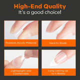 Modelones nageltips 216 stuks - volledige dekking nageltips set, zachte gel tips set, pre-polijsten PMMA hars nageltips, doe-het-zelf lijm op nail art kunstnagels, korte amandelen XS