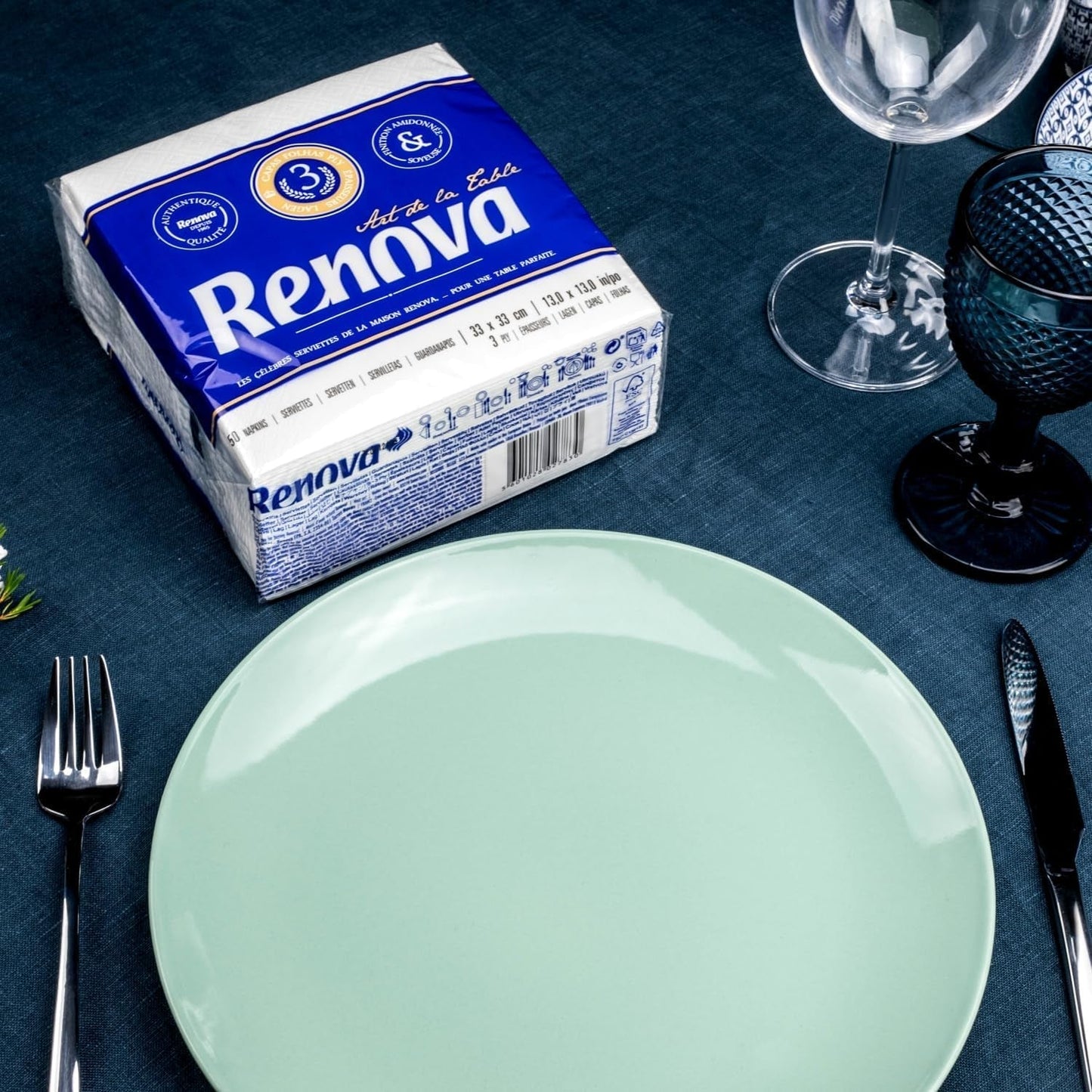 Renova papieren servetten, tafelkunst, 50 premium servetten, 3-laags