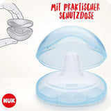 NUK Stillhütchen | Brusthütchen Zum Stillen | Schützt Vor Wünden Brustwarzen | Dünnes Silikon | Grote M (20 mm) | Inclusief Schutzdose | 2 Stück Accessoires voor babyvoeding en borstvoeding Naty Shop