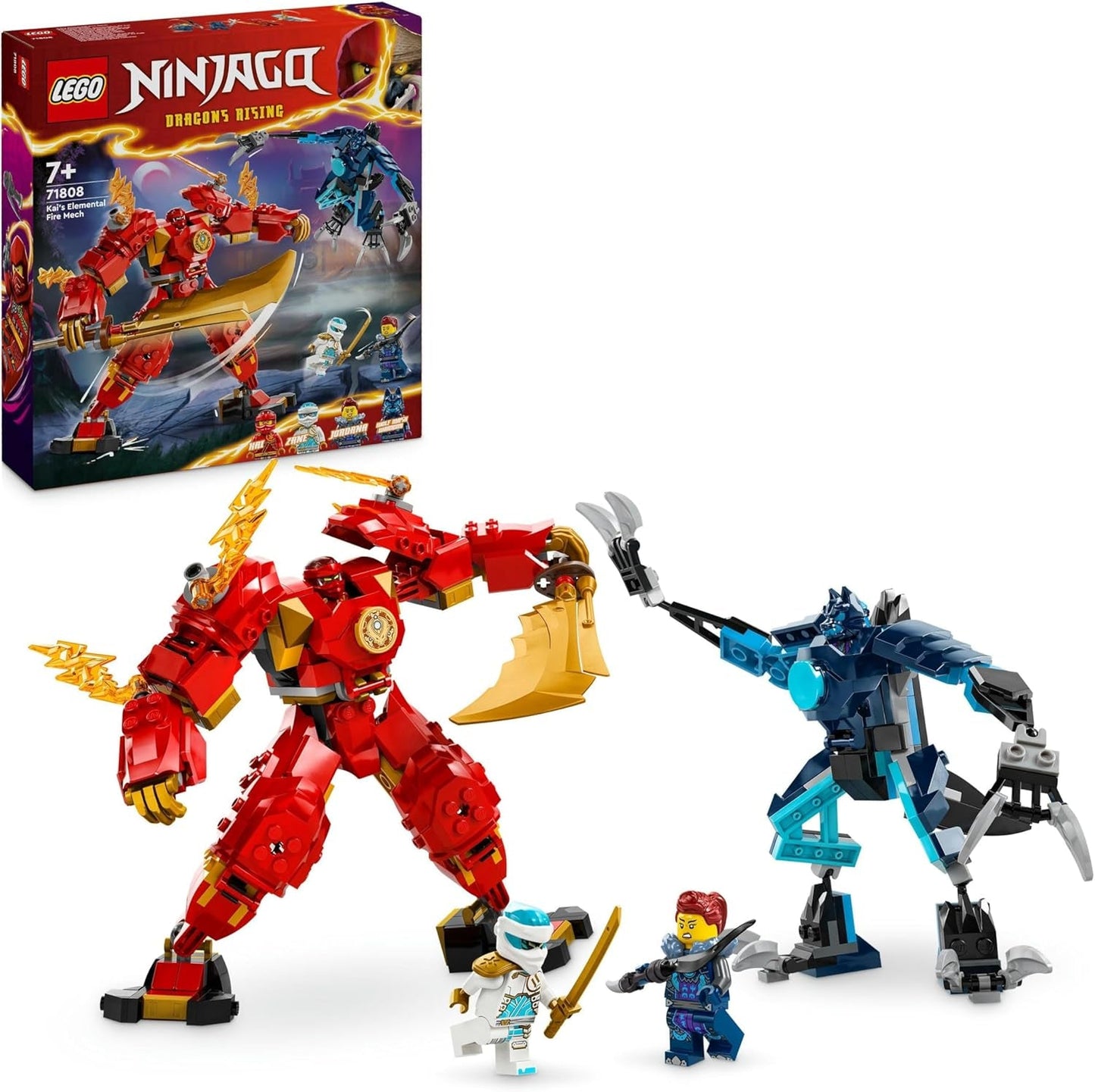 LEGO NINJAGO Kai's brandweermecha-actiefiguur voor kinderen met aanpasbare rode mecha-figuur Ninja-set 4 figuren inclusief Kai en Zane Cadeau voor 7-jarige jongens en meisjes 71808 Bouwsets Beuche in LEGO-Store Single