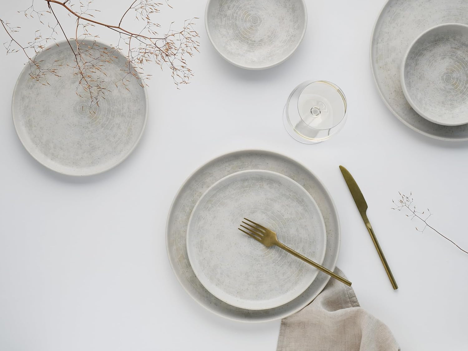 CreaTable, 23714, Uno Athena-serie, 12-delige serviesset voor 4 personen, porseleinen bordenset, vaatwasser- en magnetronbestendig, gemaakt in Portugal