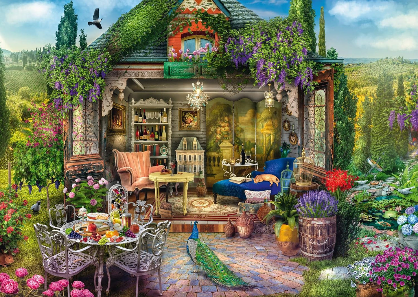 Schmidt Spiele 59794 Tuinhuis in de wijngaarden, puzzel 1000 stukjes Puzzel Naty Shop