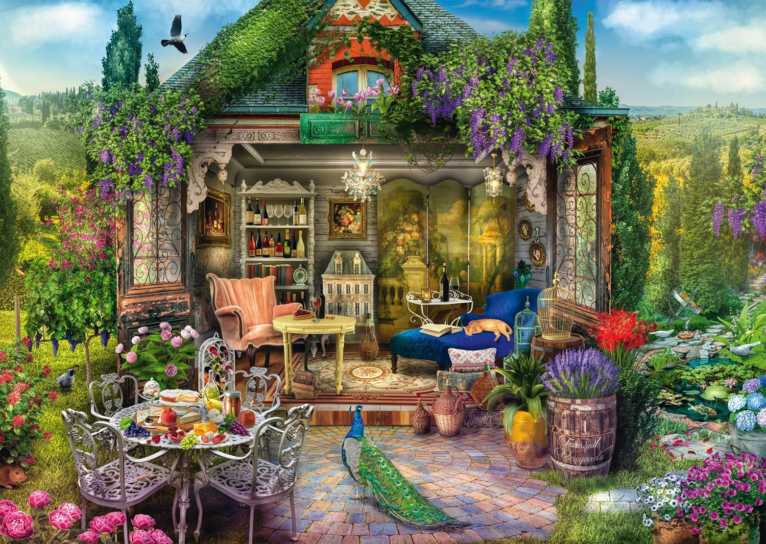 Schmidt Spiele 59794 Tuinhuis in de wijngaarden, puzzel 1000 stukjes Puzzel Naty Shop