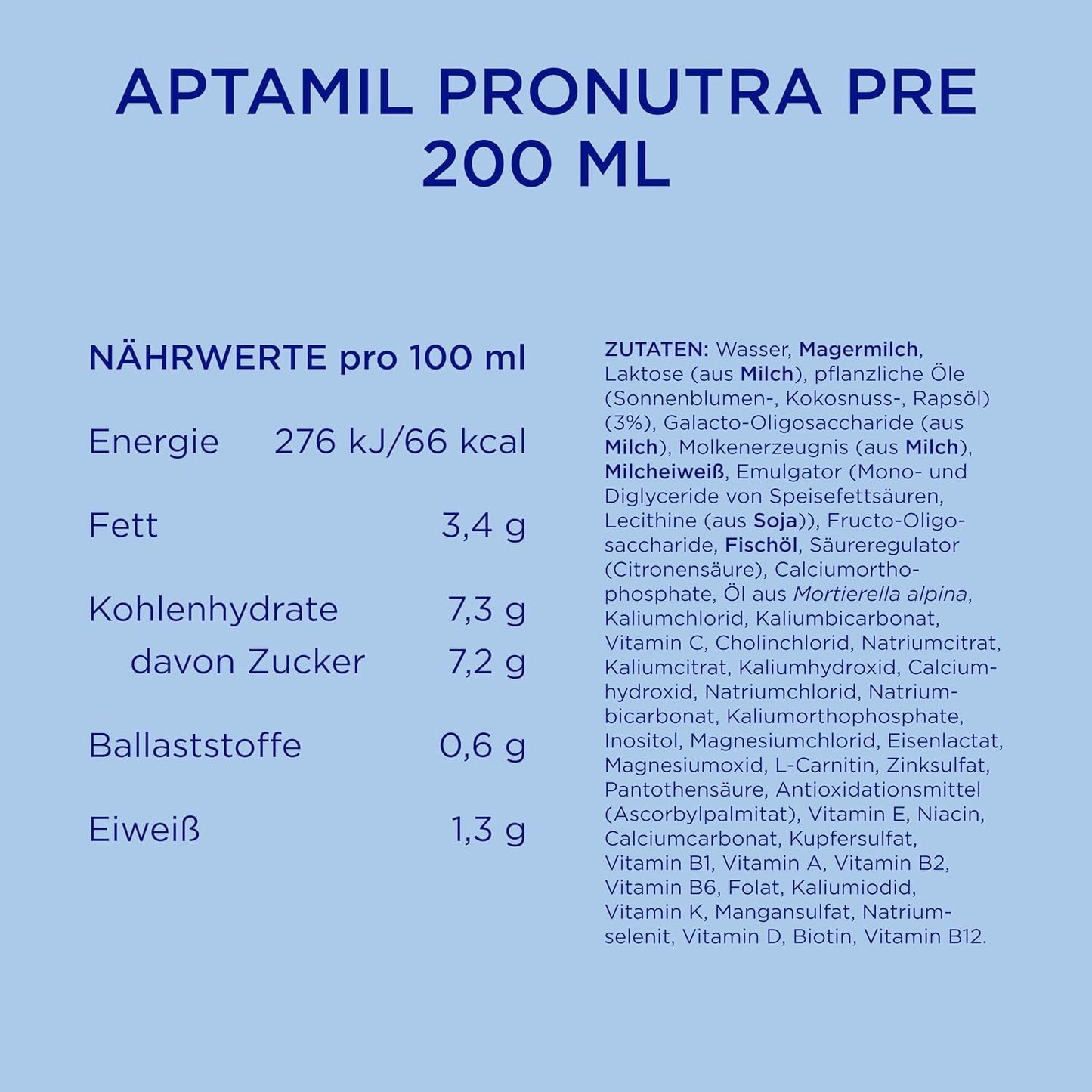 Aptamil Pronutra Pre - Zuigelingenvoeding vanaf de geboorte - Met plantaardige oliën, zonder palmolie - 6 x 4 x 200 ml (4800 ml)