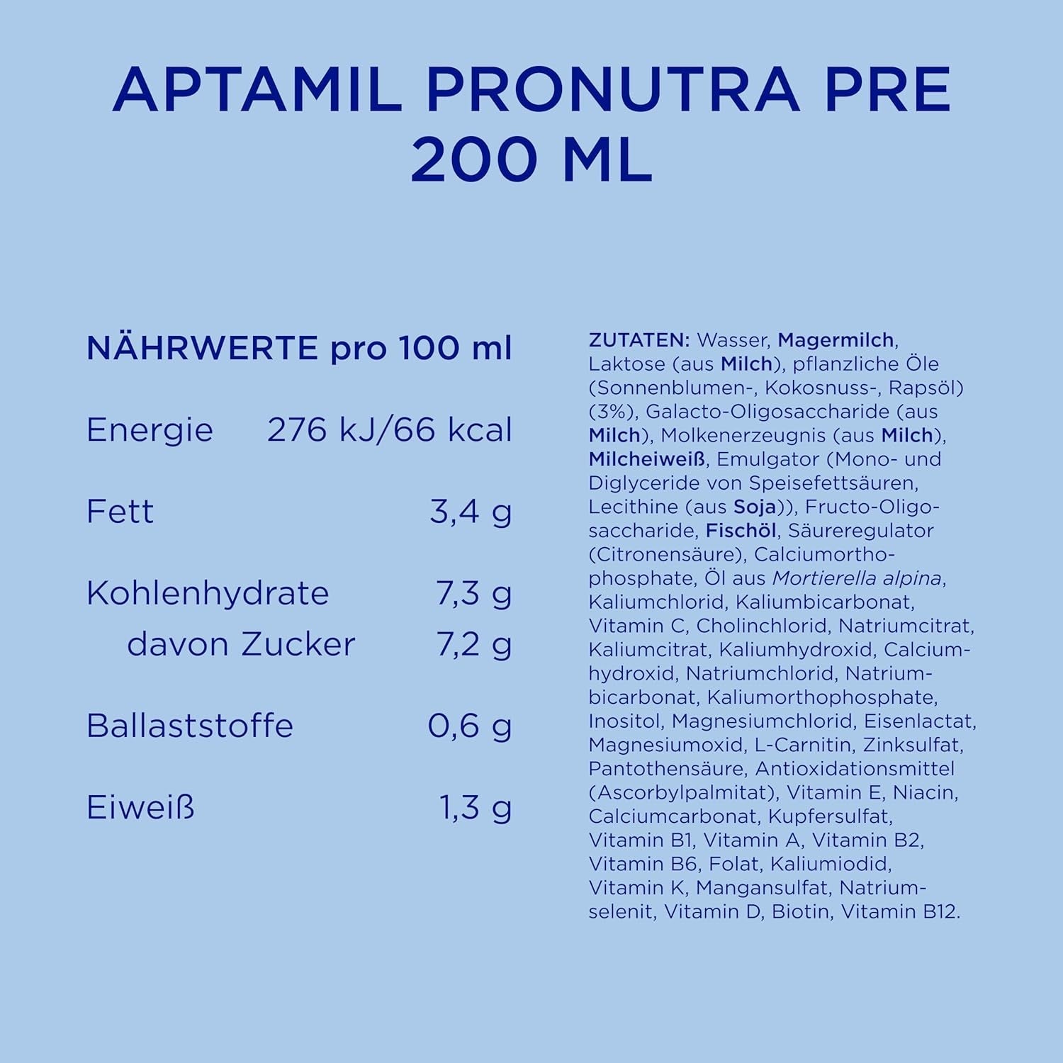Aptamil Pronutra Pre - Zuigelingenvoeding vanaf de geboorte - Met plantaardige oliën, zonder palmolie - 6 x 4 x 200 ml (4800 ml)