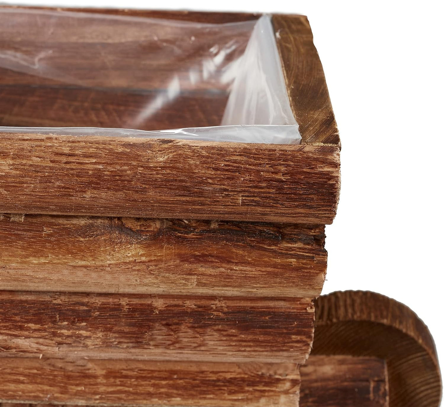 Relaxdays plantenbak kruiwagen, set van 2, tuindecoratie, H x B x D: 12,5 x 26 x 12 cm, bloemenwagen voor planten, hout, natuurlijk