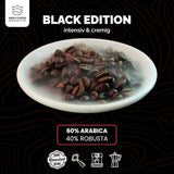 KING'S COFFEE - BLACK EDITION - 1 kg Intense Cream Koffiebonen - Koffie met lage zuurgraad - Kleine batch branding uit Italië - Sterke Arabica-espressobonen (blend) voor volautomatische en portafiltermachines