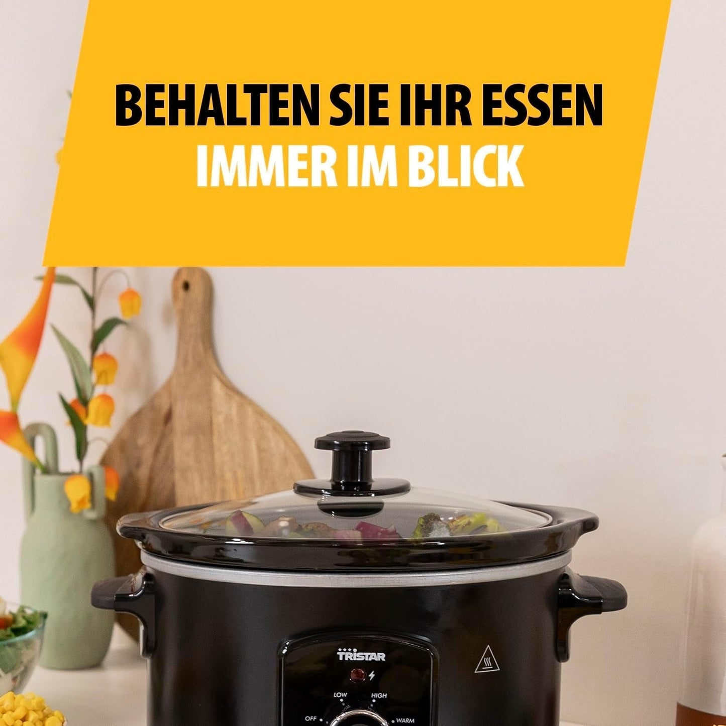 Tristar VS-3915 slowcooker, roestvrijstalen keramische pot met 2 warmtestanden en warmhoudfunctie, 3,5 L Slowcooker Naty Shop