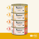 Applaws 100% natuurlijk premium natvoer voor katten, kippenbouillon, selectie voor volwassen katten - 4 dozen (12 x 70 g)