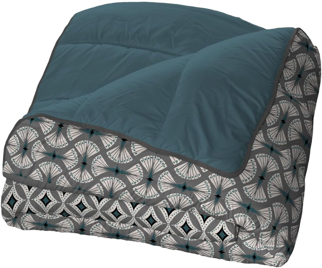 Bleu Câlin Bedrukt 1 persoons Hermance dekbed, polyester, blauw/grijs, 140 X 200 Cm Quilts en quilts Naty Shop Blauw/grijs/wit 140X200 Cm
