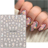 JMEOWIO 3D Nagelsticker Blumen Nail Art Sticker Selbstklebend Nagelaufkleber 5D Stereoskopisch Zomer Frühling Blumen Dekoration Nageldesign Zubehör 4 Blatt