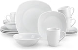 MALACASA Serviesset voor 4 personen, 16-delig wit porseleinen servies, moderne serviesset met 4 dinerborden, dessertborden, Suma-borden en kopjes, ELISA-serie
