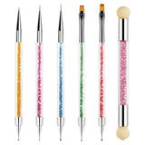 Sullarpek 6 Stück Nagel Pinsel, Nail Art Pinsel, Pinsel Nageldesign, Nagel Pinsel Set, Nail Art Dotting Tools Mit 1 Sponge Brush Applikator, Nageldesign Zubehör Für DIY Nail Art Design