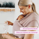 ELANEE Muttermilchbeutel, Aufbewahren & Einfrieren Von Muttermilch, Geschmackneutral Und Vorsterilisiert, Doppelter Sicherheitsverschluss, 20 Stück, Mit Standfuß (711-00) Accessoires voor babyvoeding en borstvoeding Naty Shop