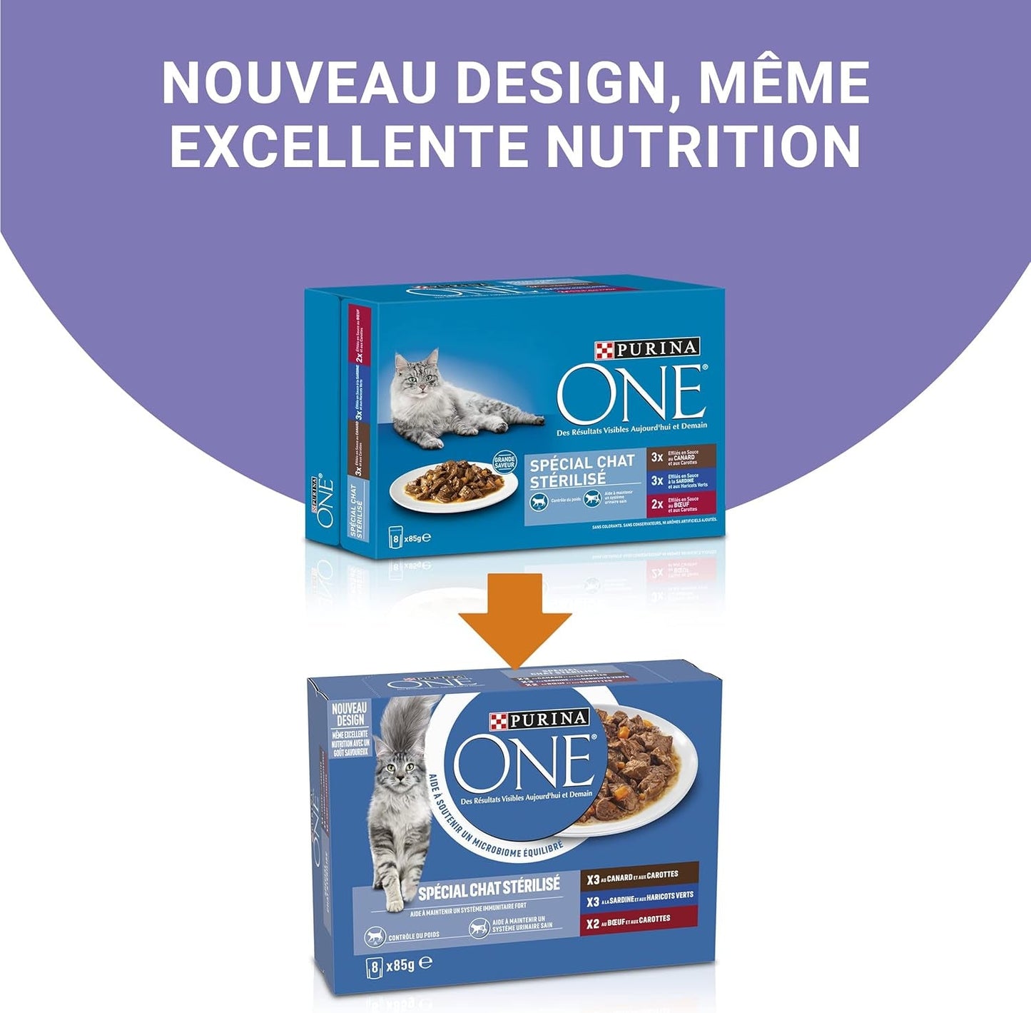PURINA EEN | BIFENSIS | Voer voor gesteriliseerde volwassen katten | Ondersteunt de vitaliteit, botten, spieren en gewrichten van de kat | In saus | Zakjes met eend, sardines, rundvlees, versheid | 1 stuk (8 x 85 g)