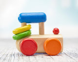 Selecta locomotiefvangspeelgoed, 8,5 cm, hout, 6 maanden - 3 jaar, locomotief met rammelringen Jucarii Bebe Naty Shop