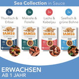 IAMS Delights Sea Collection Katzenfutter Nass - Multipack met vissortering (Lachs, Thunfisch, Makreel, Seefisch) in saus, Nassfutter für Katzen vanaf 1 jaar, 12 x 85 g