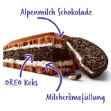 Milka Mmmax Oreo – Alpenmelkchocolade met knapperige Oreo-koekjes en melkroom – 300g