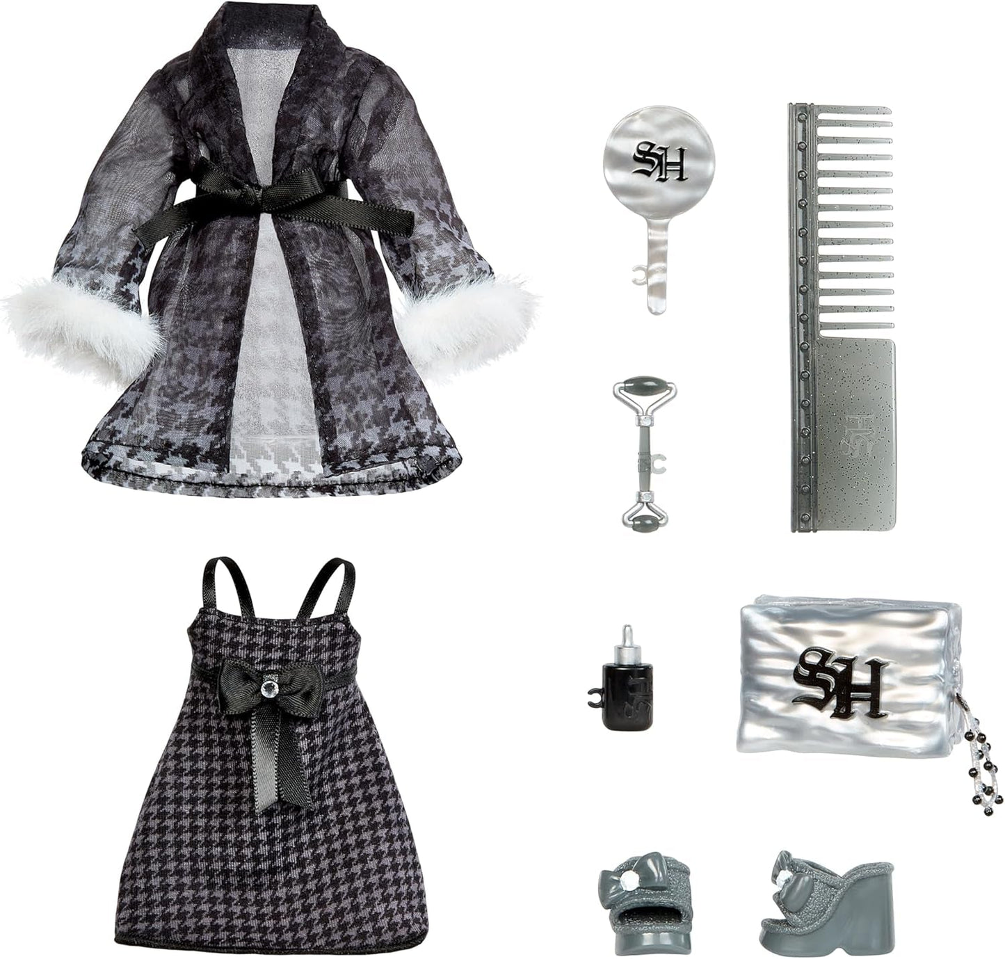 Rainbow High Shadow High Girl's Night - Shanelle Onyx - 28 cm modepop in grijstinten, zwart haar en outfit met accessoires en kam - Voor verzamelaars en kinderen vanaf 6 jaar