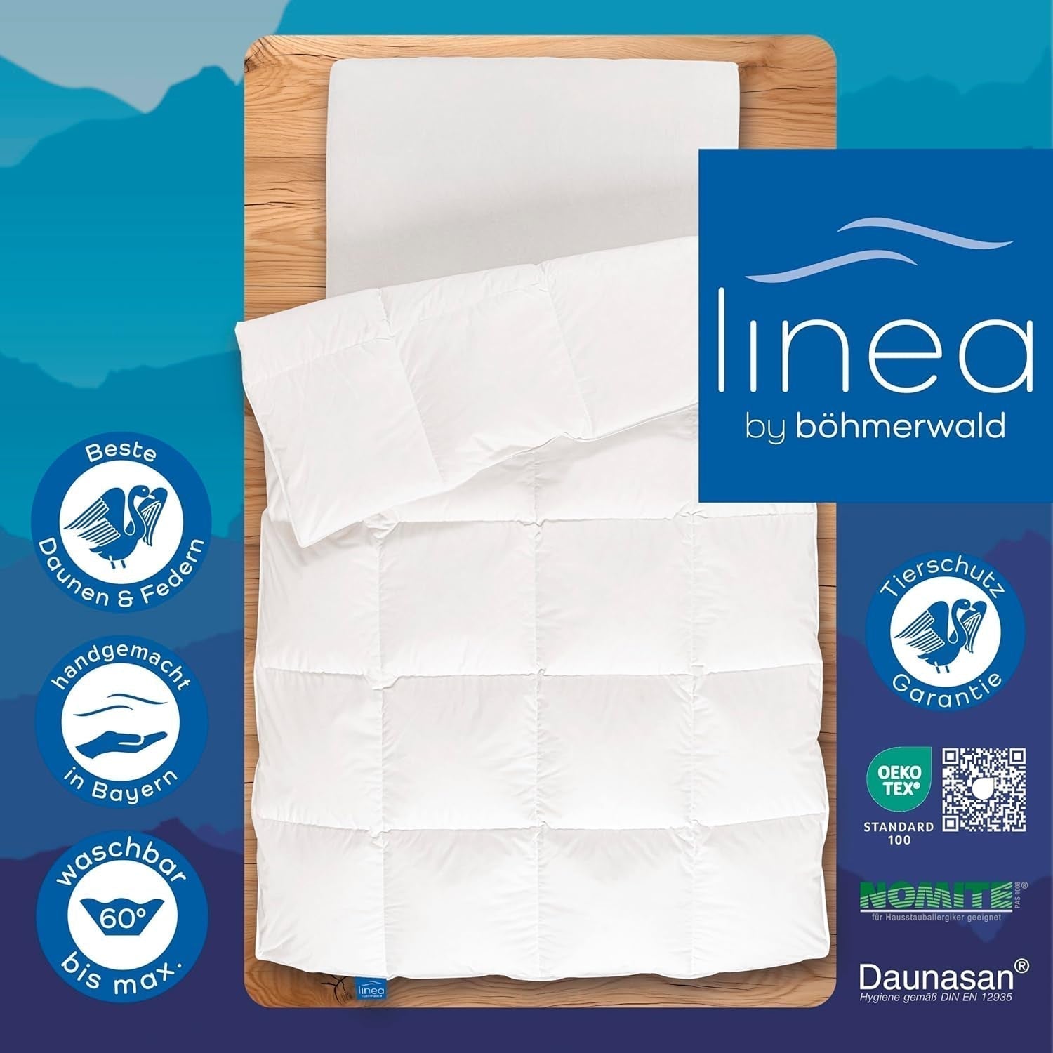 Allnights Dekbed Medium Dekbed 135X200 100% nieuwe veren en dons Allergievriendelijk Wasbaar tot 60°C Made in Germany Witte dekbedden en quilts Naty Shop