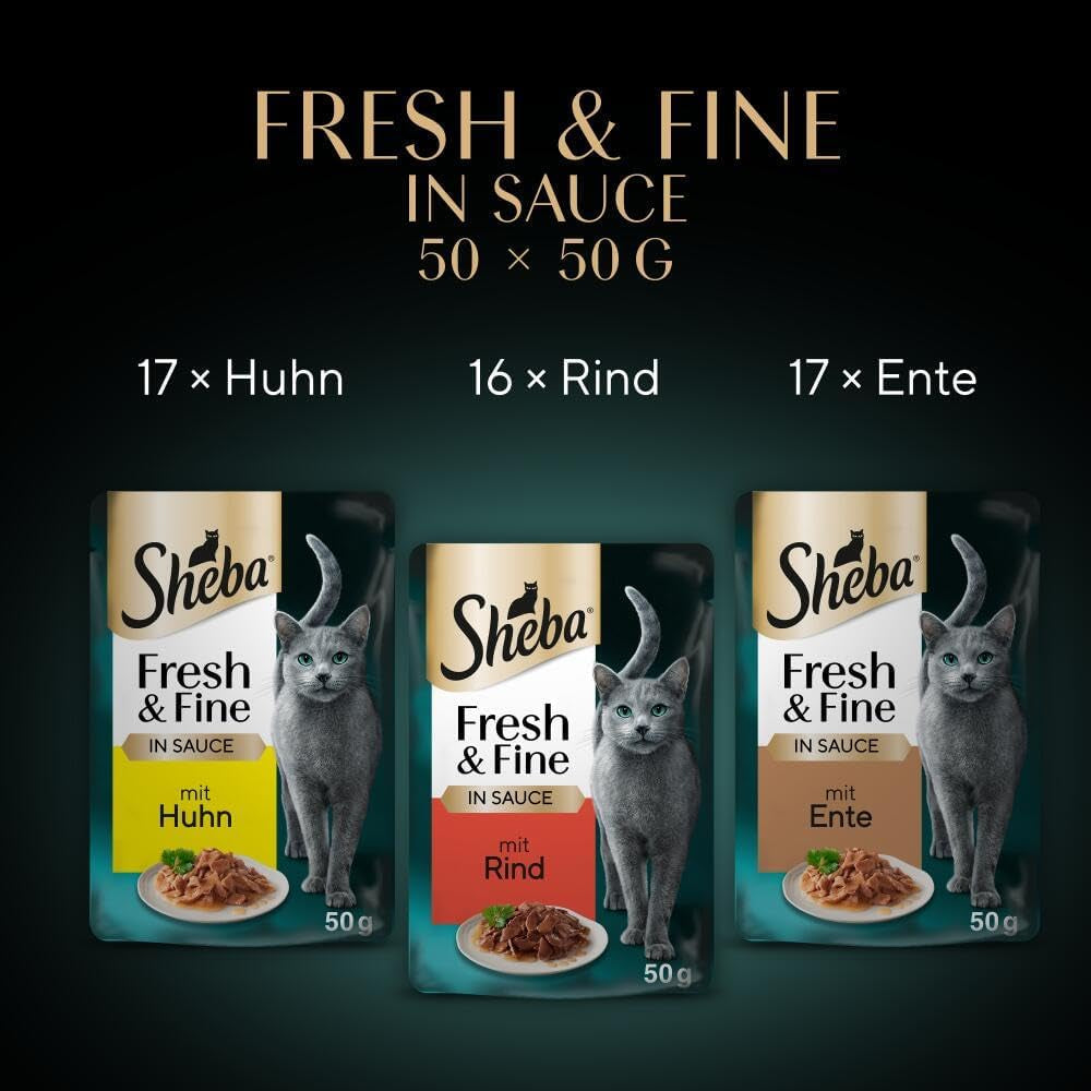Sheba CATCARE Zakje Nat Vers & FIJN (Vlees) Stukjes IN Jus Volwassene 50G Multipack Standaard