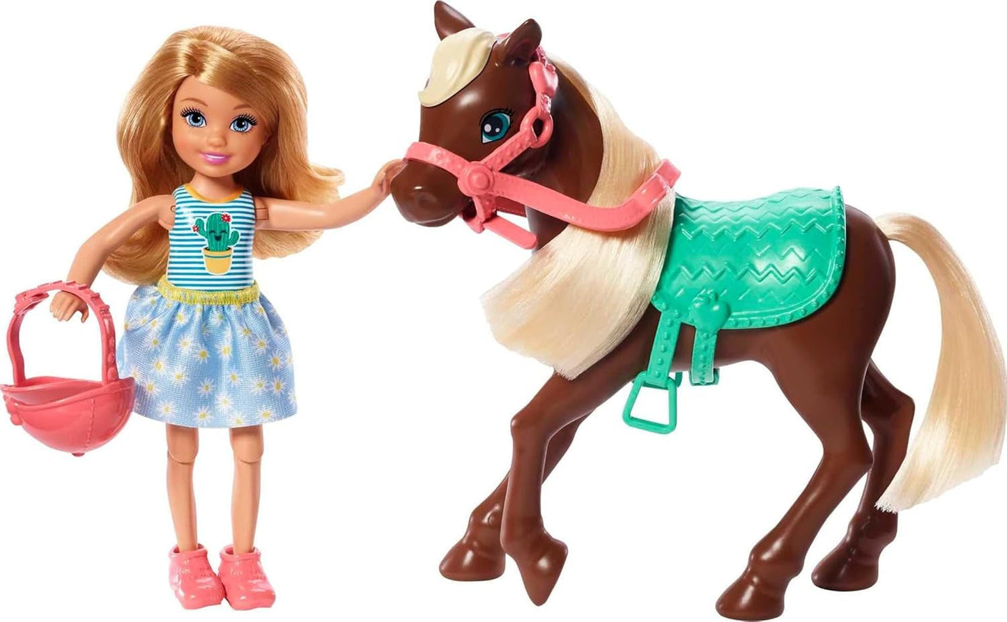Barbie GHV78 - Club Chelsea Speelset met pop en paard, ca. 15 cm blond met mode en accessoires cadeauspeelgoed voor babypoppen van 3-7 jaar oud Naty Shop Single