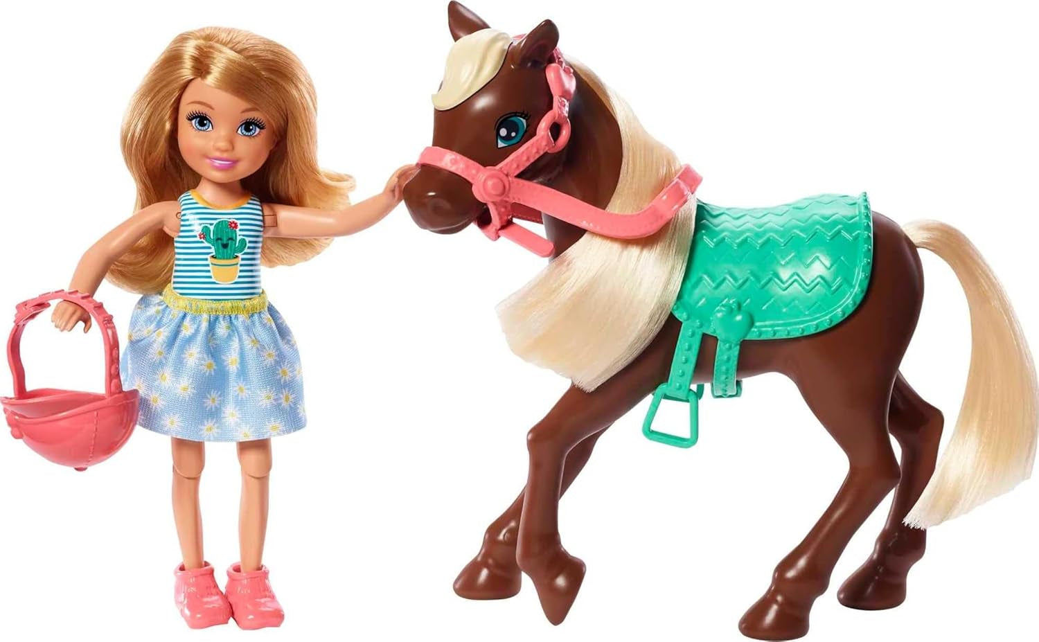 Barbie GHV78 - Club Chelsea Speelset met pop en paard, ca. 15 cm blond met mode en accessoires cadeauspeelgoed voor babypoppen van 3-7 jaar oud Naty Shop Single