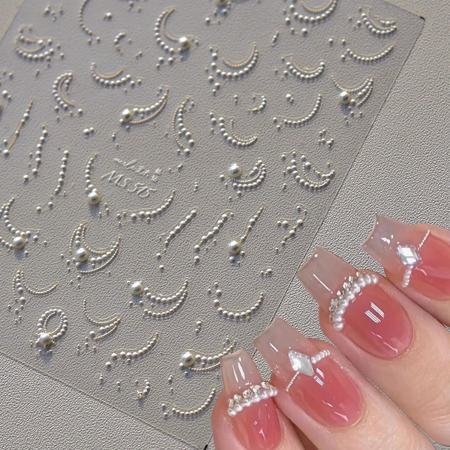 JMEOWIO 3D Nagelsticker Perlenlinie Nail Art Sticker Selbstklebend Nagelaufkleber 5D Stereoskopische Decoratie Nageldesign Zubehör 1 Blatt