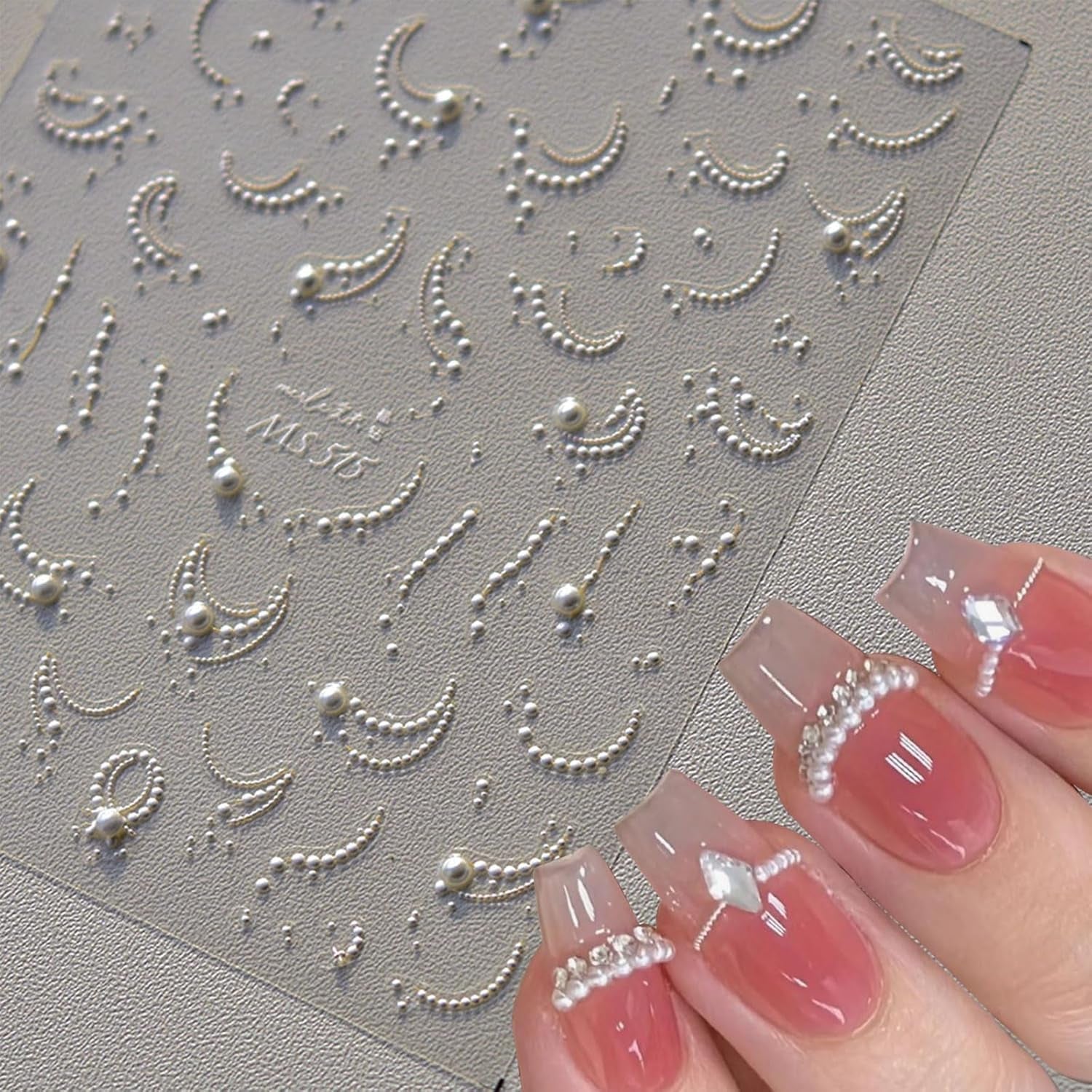 JMEOWIO 3D Nagelsticker Perlenlinie Nail Art Sticker Selbstklebend Nagelaufkleber 5D Stereoskopische Decoratie Nageldesign Zubehör 1 Blatt