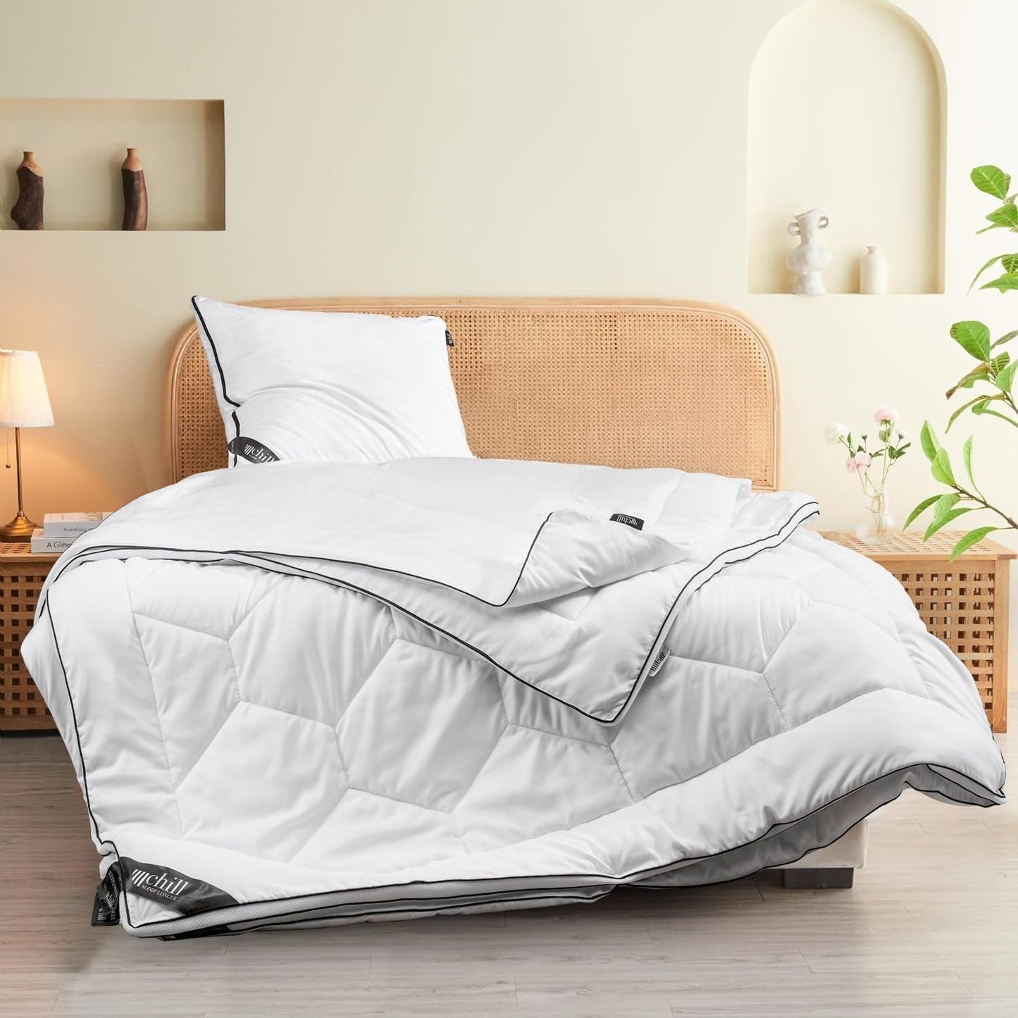 4 Seizoenen Quilt 135X200-2 in 1 All-Season Quilt 135X200 - Ademend, wasbaar en veganistisch dekbed - Duo-quilt met comfortband om te slapen - 500G & 700G Vullingquilts en quilts Naty Shop