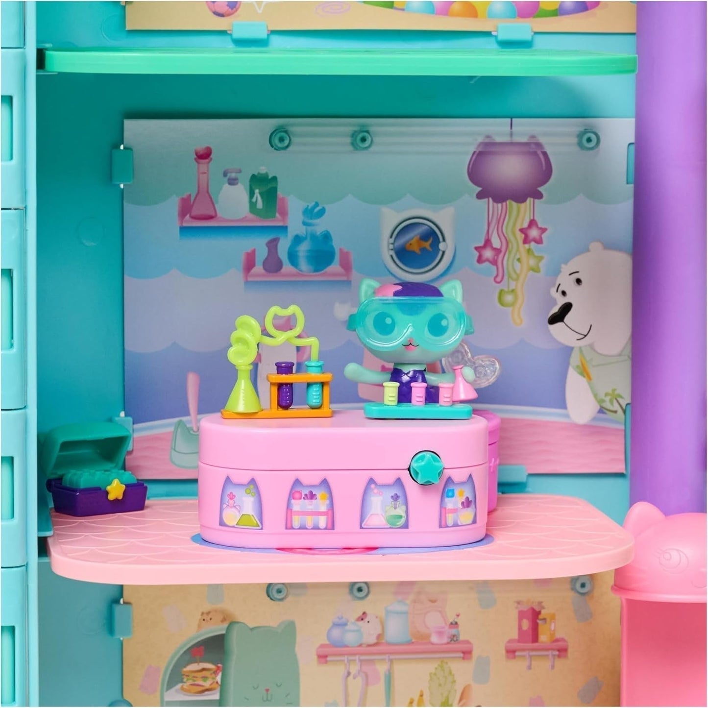 Gabby™S poppenhuis, Bobble Kitty meubelpakket stokstaartjes kattenfiguur met poppenhuismeubilair en accessoires, vanaf 3 jaar Poppenhuizen Naty Shop