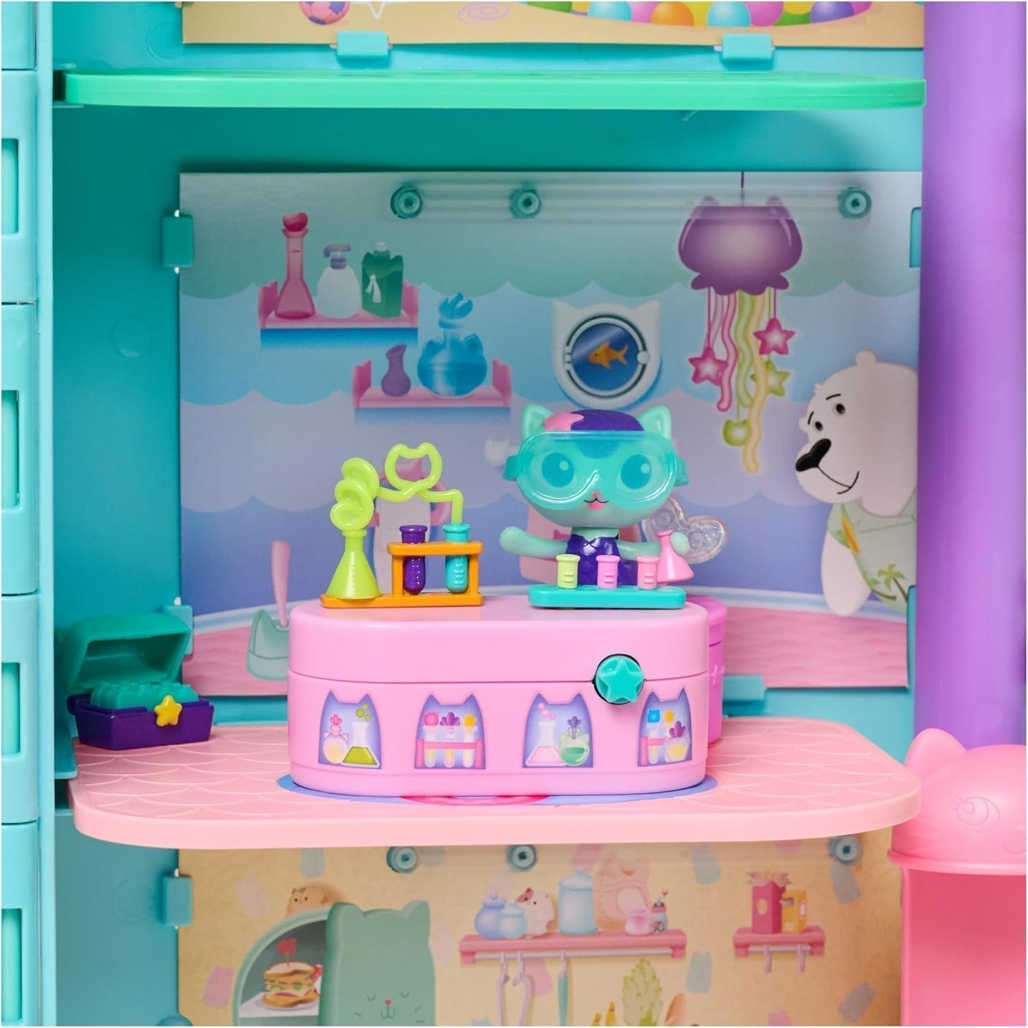 Gabby™S poppenhuis, Bobble Kitty meubelpakket stokstaartjes kattenfiguur met poppenhuismeubilair en accessoires, vanaf 3 jaar Poppenhuizen Naty Shop
