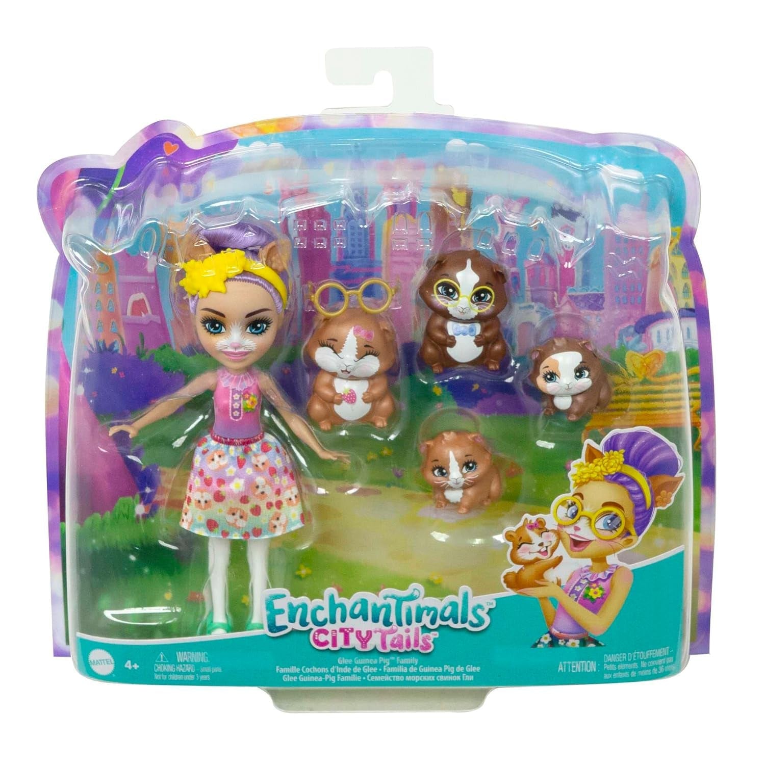 ENCHANTIMALS City Tails Glee Caviafamilie - Caviapoppen met 4 schattige caviafiguren, vanaf 4 jaar, HHB84
