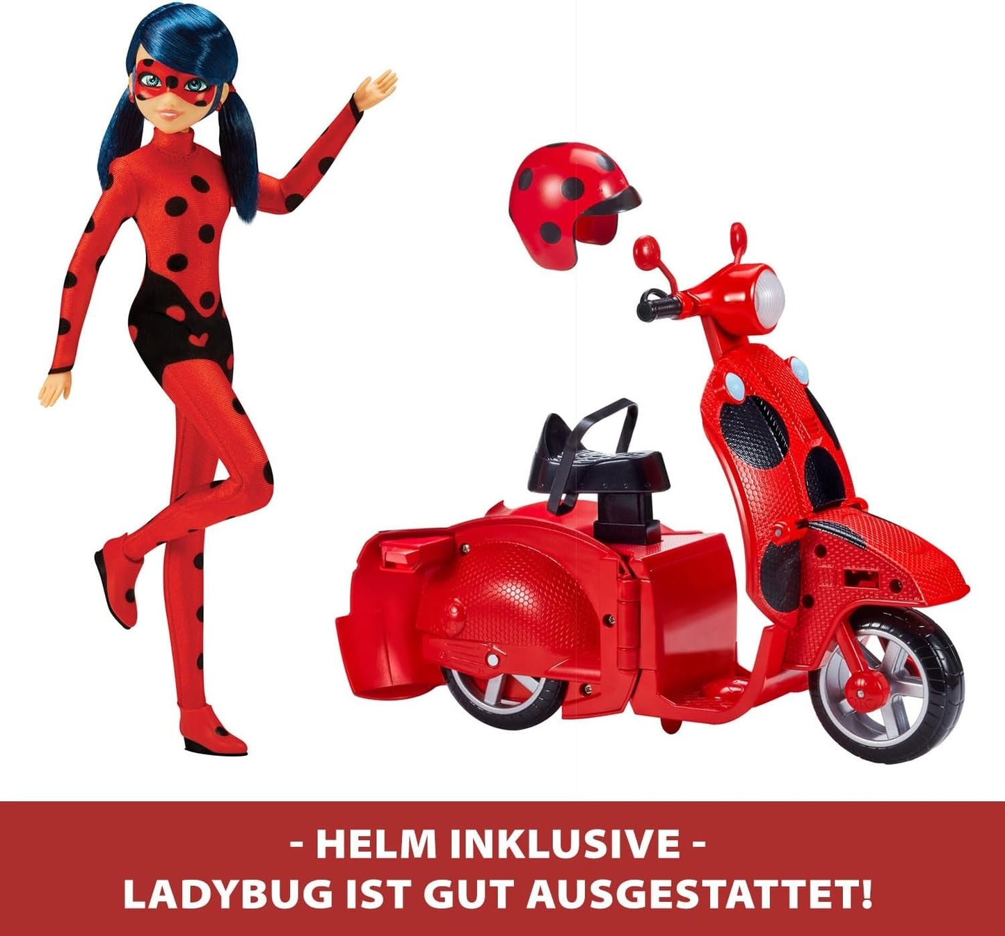 Bandai - Wonderbaarlijk lieveheersbeestje - Wonderbaarlijke Switch'n Go-scooter + 26 cm lieveheersbeestje geluksbrenger gelede pop - P50668