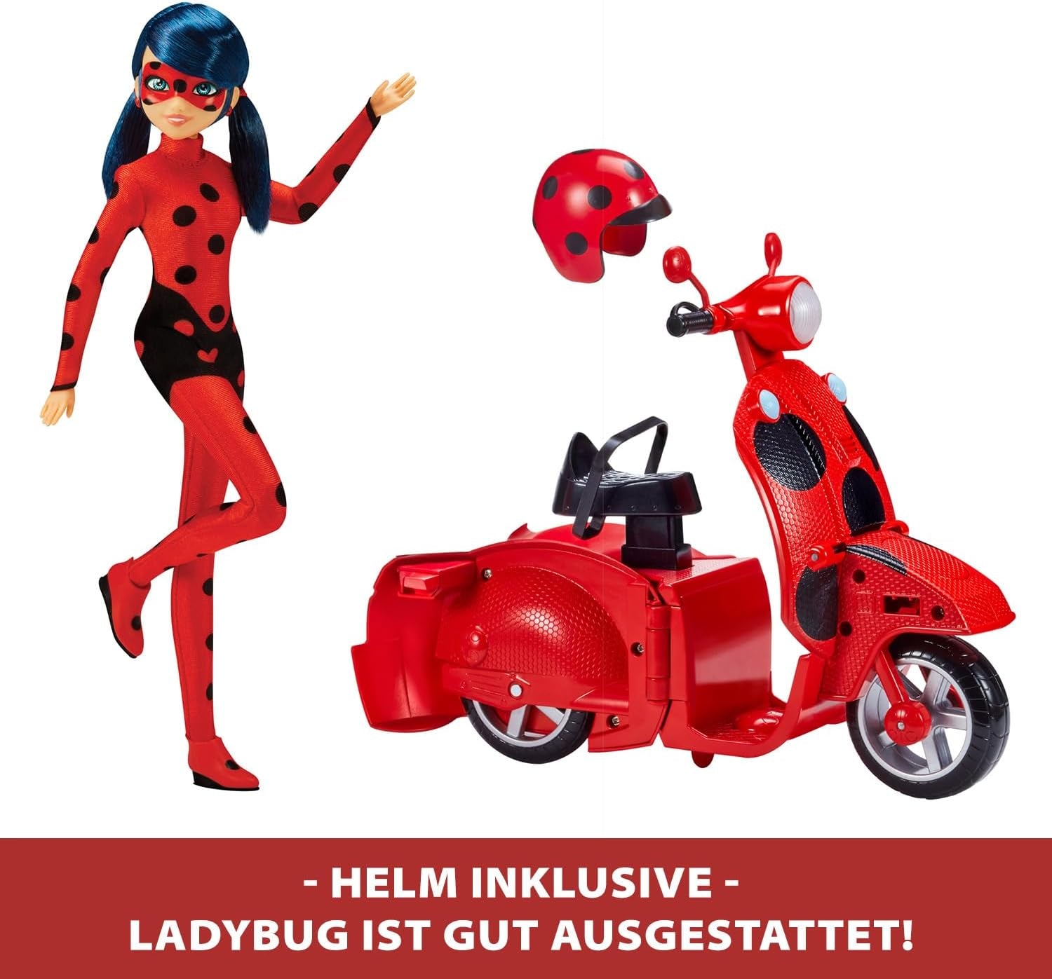 Bandai - Wonderbaarlijk lieveheersbeestje - Wonderbaarlijke Switch'n Go-scooter + 26 cm lieveheersbeestje geluksbrenger gelede pop - P50668