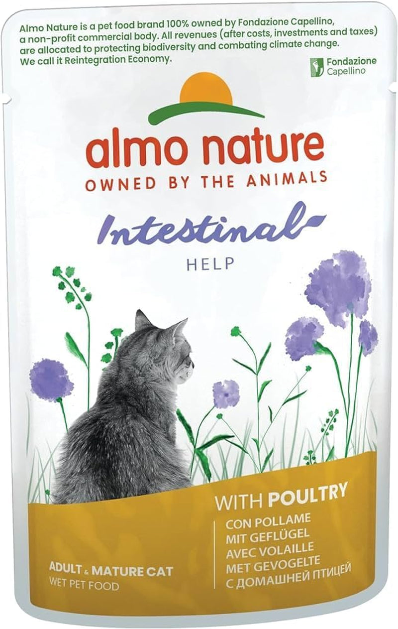 Almo Nature Functional - Darmhulp - Natvoer voor volwassen en volwassen katten met gevoelige darmen - met gevogelte - ondersteunt het microbioom - 70 g (pak van 30)