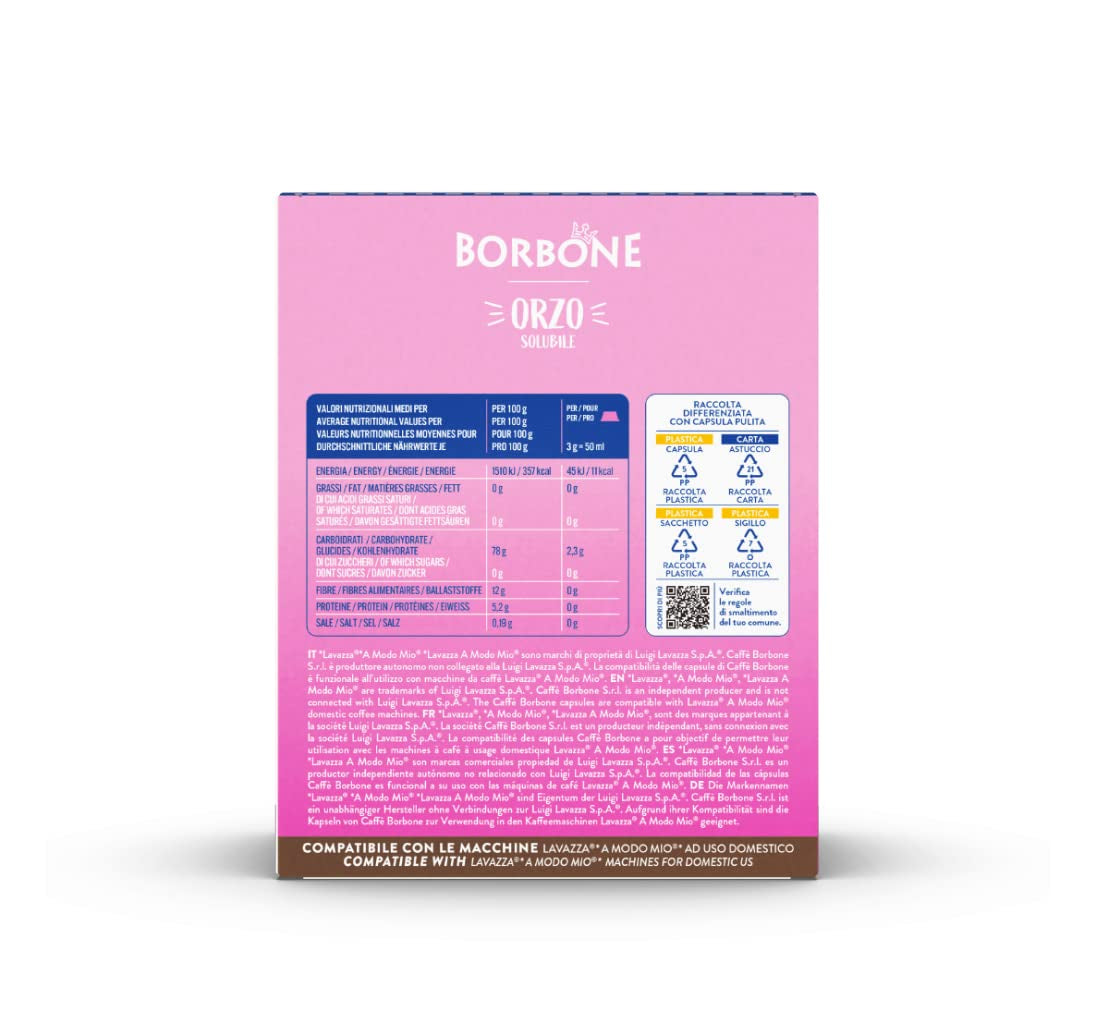 Caffè Borbone Malzkaffee - 96 Kapseln (6 Packungen mit 16 Stück) - Compatibel met Lavazza A Modo Mio Haushalts-Espressomaschinen