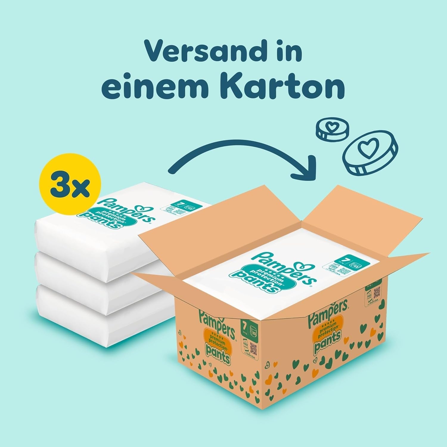 Pampers Premium Protection Broekje Maat 7, 123 Luiers, 15kg+, met 360° aanpassing en zachte anti-lek manchetten voor optimaal comfort en bescherming