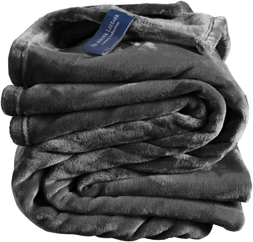 Comfortabele deken, polyester, blauw, 150 X 200 Cm Bedden en Dekens De Witte Lietaer Ebony Grey 150X200