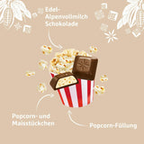 Schogentten popcorn 1 chocoladereep x 100 g, melkchocolade met popcorn en stukjes maïs, praktische losse stukjes. Een delicatesse. Stuk voor stuk.