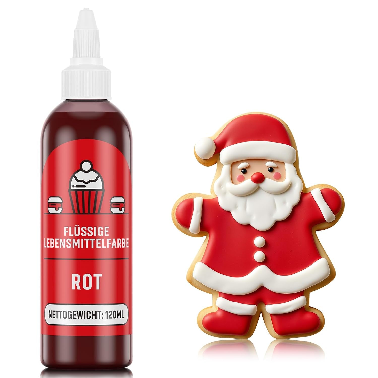 Rode kleurstof 120 ml, zeer geconcentreerde en suikervrije vloeibare kleurstof voor bakken, cakes, bitterkoekjes, glazuur, fondant, koekjes, donuts