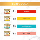 Natvoer voor katten Gourmet Gold Refined Ragout, geassorteerde mix, verpakking van 96 (96 x 85 g)