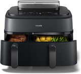Philips Airfryer Dual Basket 3000 Series, 9L, 2 manden, 2 gerechten tegelijk klaar, Rapidair plus heteluchttechnologie Apparaten Naty Shop Steam Dual Basket 9 L