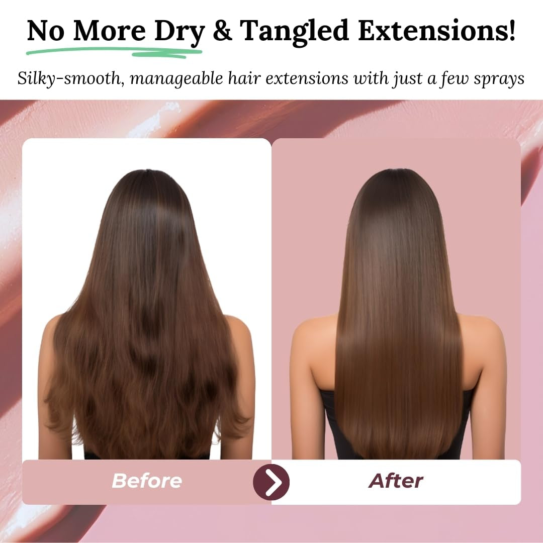 2-fasenspray voor de verzorging van human hair extensions | hooggeconcentreerde keratine, collageen en B5 | bescherming en glans voor extensions van echt haartape | ideaal voor extensions van echt haar en vlechten van echt haar | 2-pack Haarontwarrende producten Naty Shop
